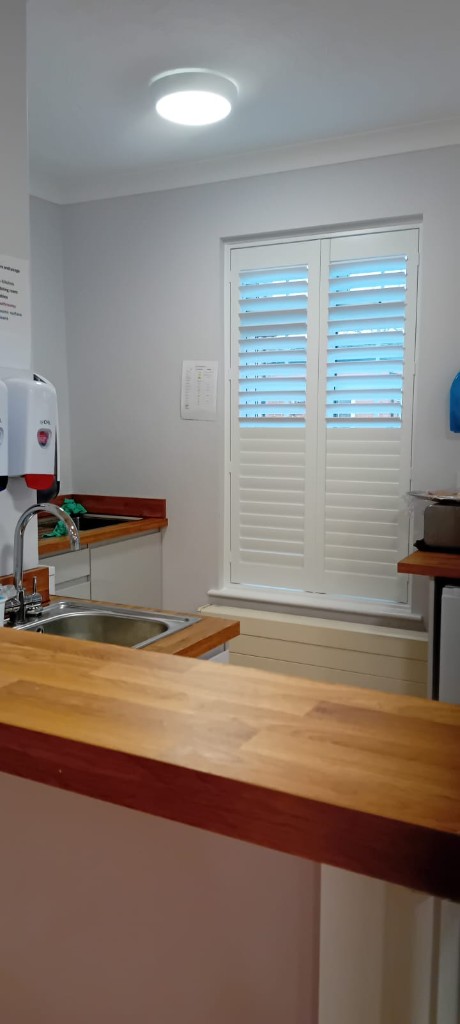 Shutters in a care home kitchenette
