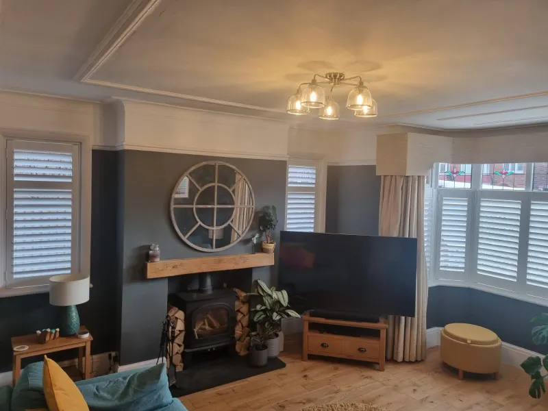Plantation shutters in a stylish Grimsby living room