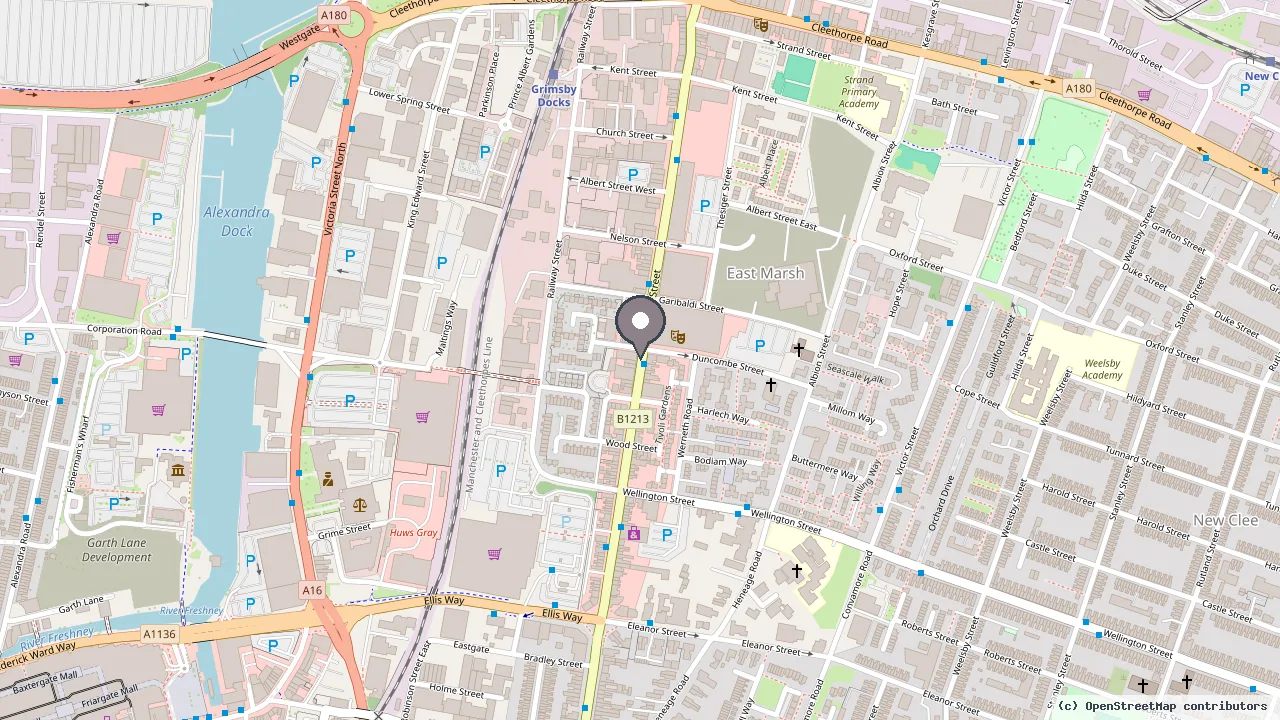 Map of 137 Freeman Street, Grimsby showing our showroom location (map &copy; OpenStreetMap contributors)