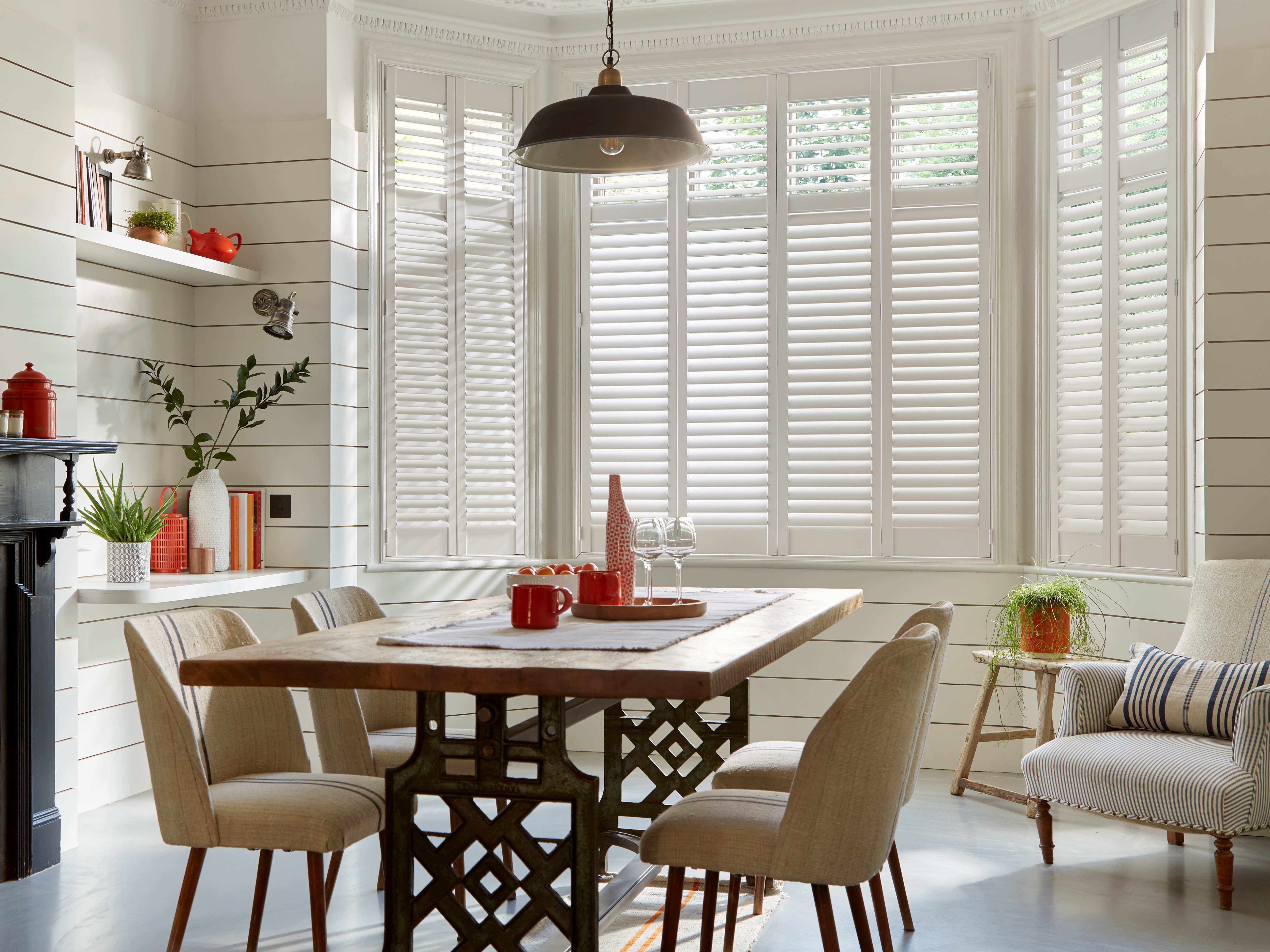 Full Height MDF Shutters in a modern Dining Room