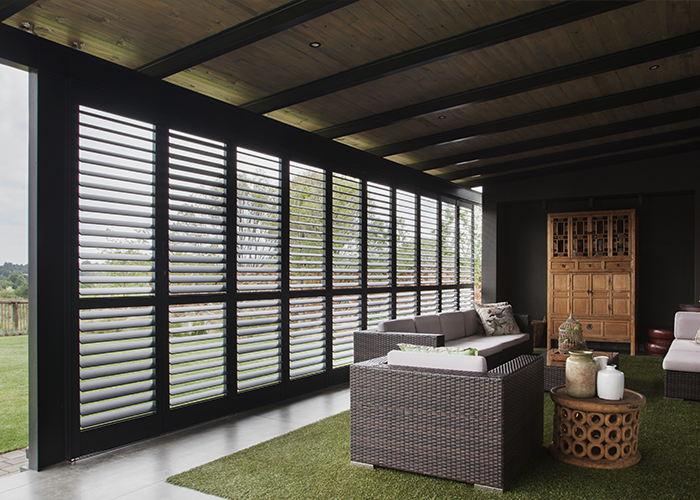 Portchester Shutters used outdoors to secure a liviing space