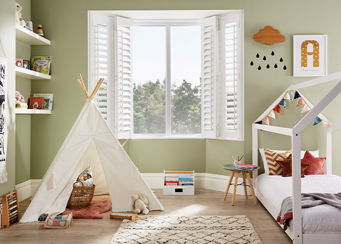Open Shutters in a Child's bedroom to bring in extra light
