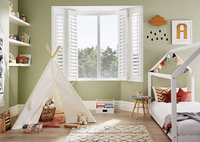 Bay window Shutters in a Child's Bedroom