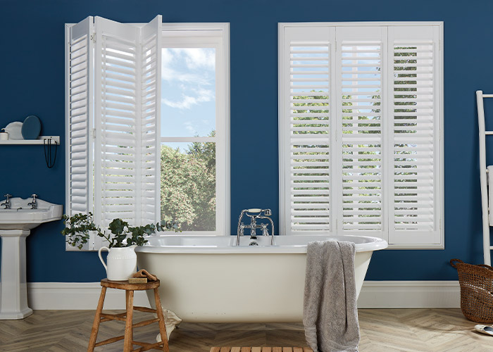 Plantation Shutters in a modern Bathroom