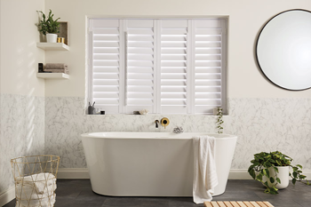 A waterproof Vienna shutter in a modern bathroom